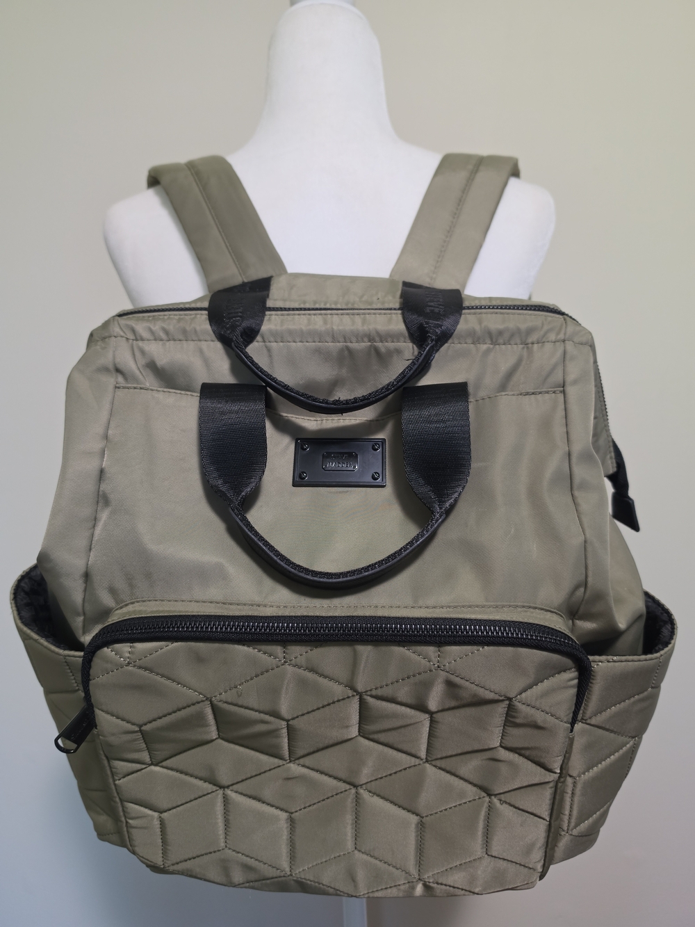 Steve Madden Quilted Nylon Convertible Backpack Tote Bag - Olive Green (Unused)